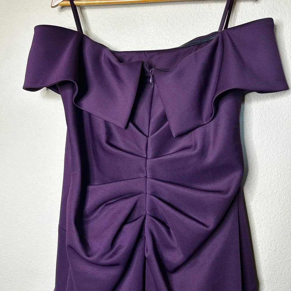 Xscape Purple Berry Off Shoulder Formal Maxi Dress‎ Size 16W Scuba Off Shoulder